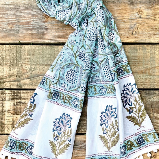 Labyrinth Wool Block Print Scarf - The Amma Shop