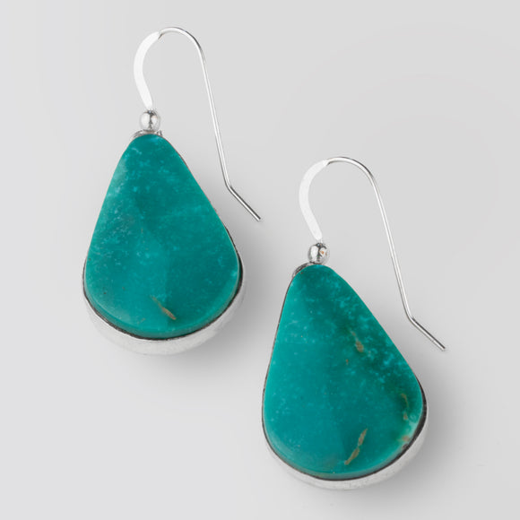 turquoise drop earrings in sterling silver setting