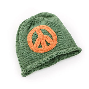 Knit Peace Baby Hat - Khaki