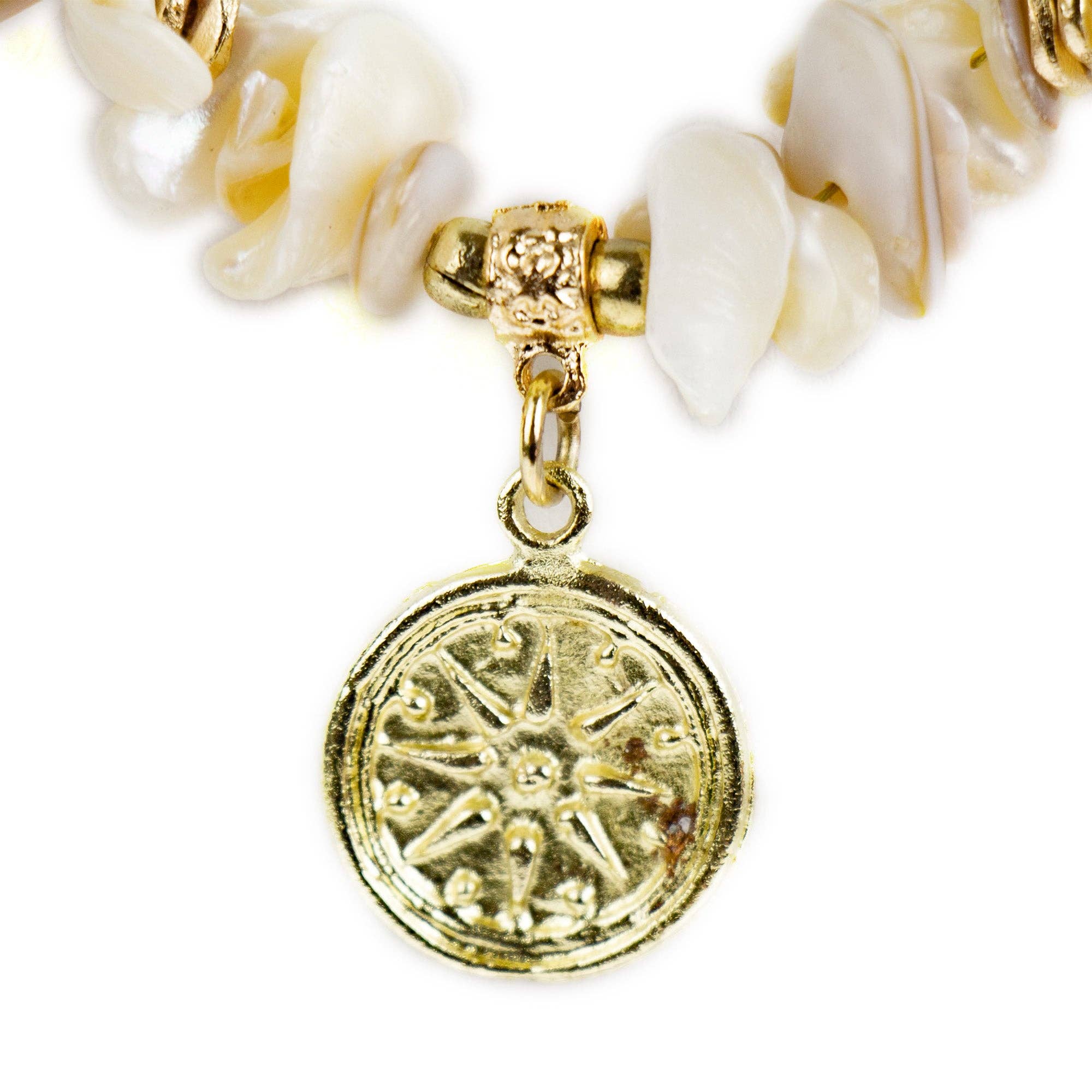 Uncut White Glass with Brass Pendant (India)