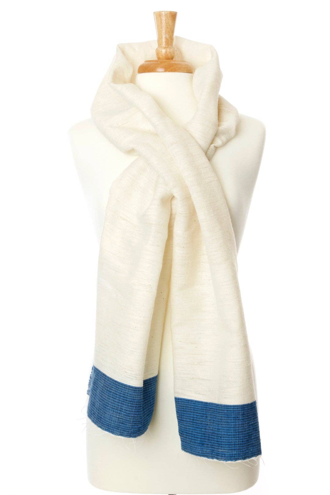 Ethiopian Cotton Luxe Scarf with Periwinkle Border
