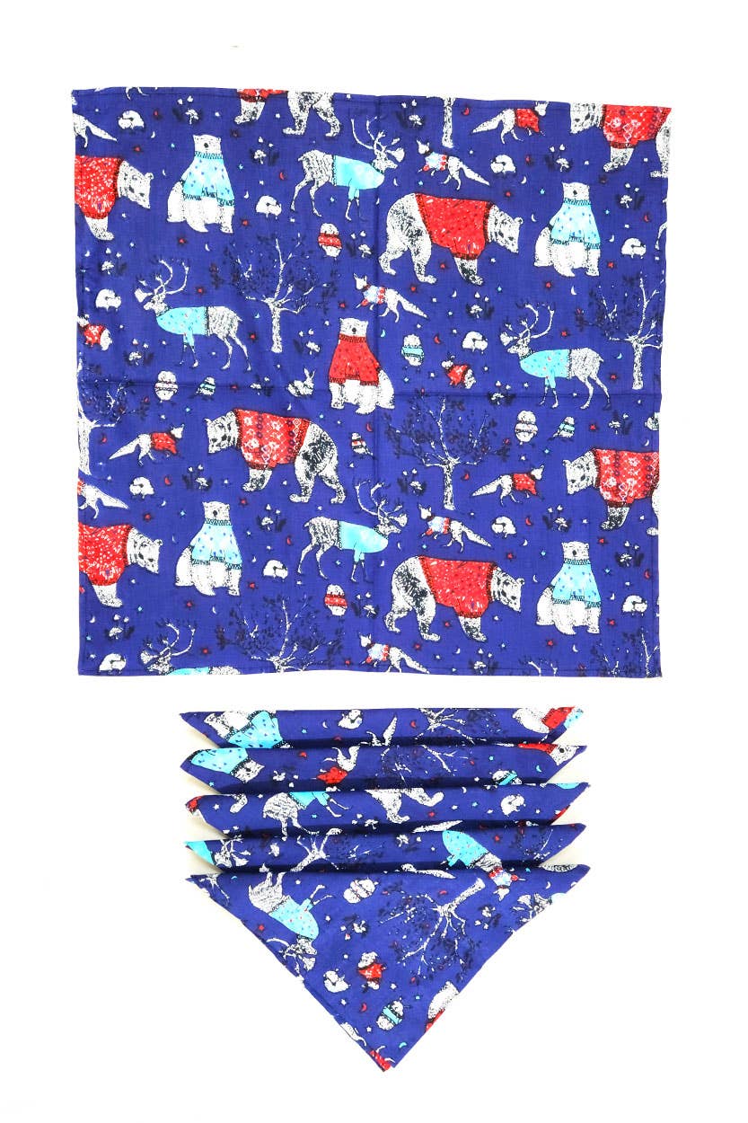 Blue Holiday Napkins, Set of 6