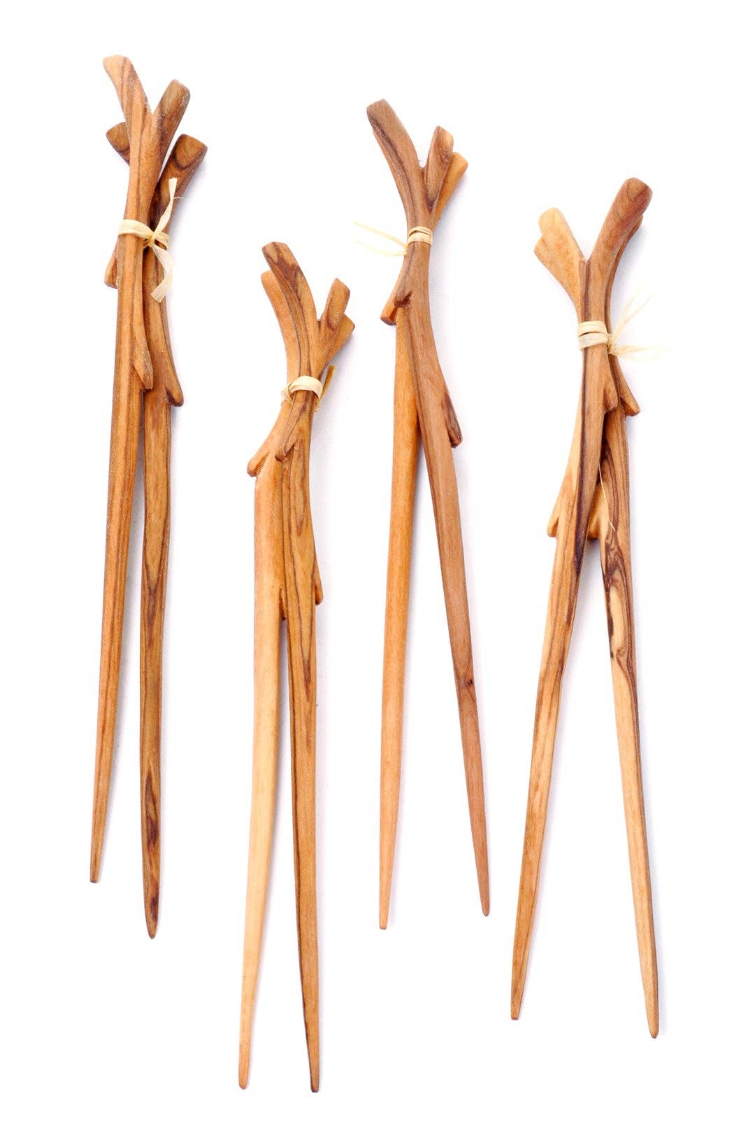 Hand Carved Wild Olive Wood Branch Chopsticks