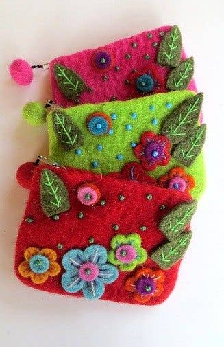 Felted Flower Coin Purse