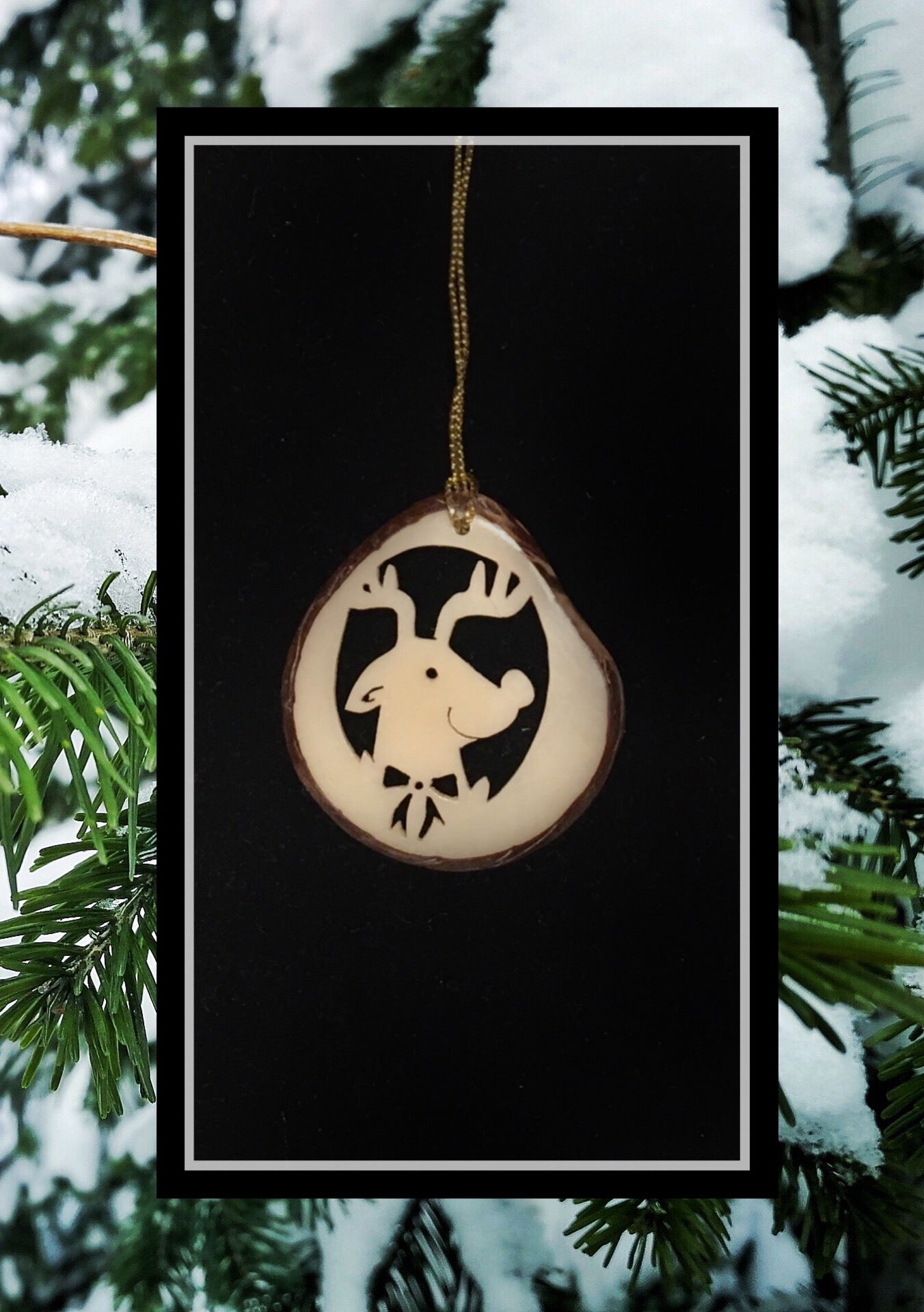 Tagua Nut Reindeer Ornament
