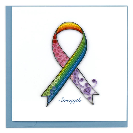Rainbow Cancer Ribbon - Quilling Card